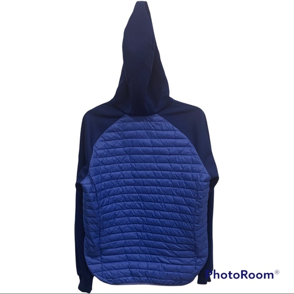 Save The Duck lightweight packable hooded jacket quilted / knit sleeve blues M - Picture 2 of 8